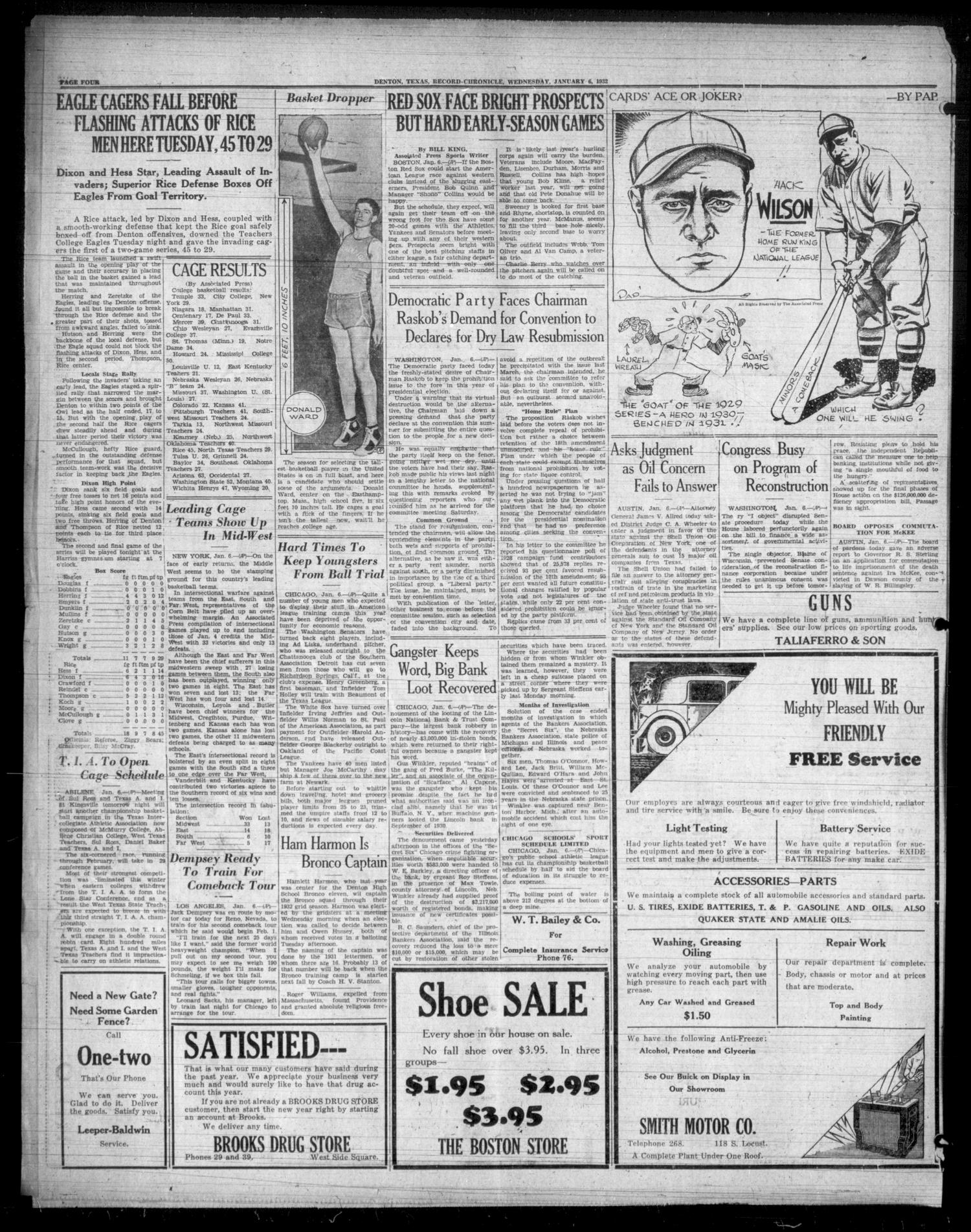 Denton Record-Chronicle (Denton, Tex.), Vol. 31, No. 124, Ed. 1 Wednesday, January 6, 1932
                                                
                                                    [Sequence #]: 4 of 8
                                                