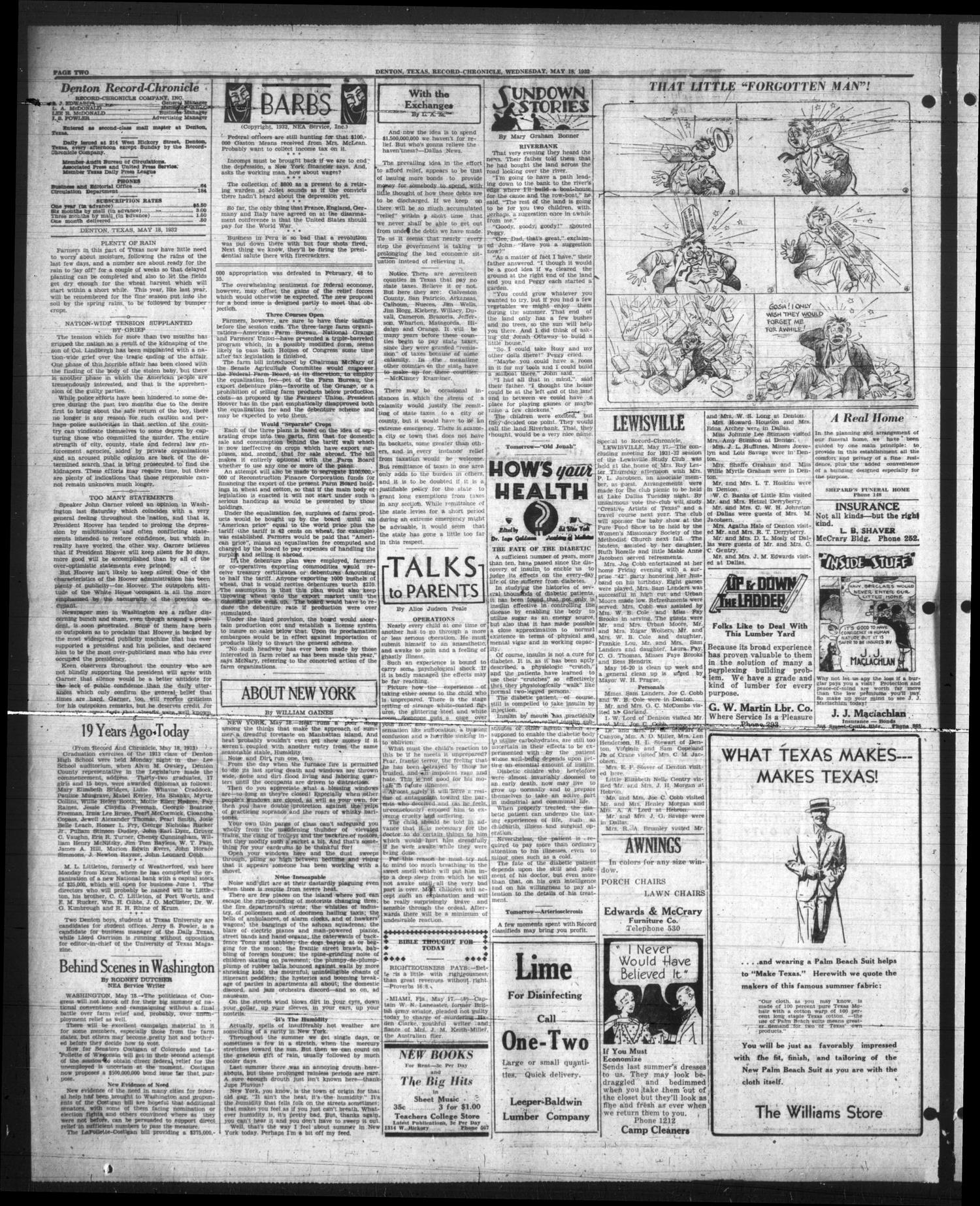 Denton Record-Chronicle (Denton, Tex.), Vol. 31, No. 238, Ed. 1 Wednesday, May 18, 1932
                                                
                                                    [Sequence #]: 2 of 8
                                                