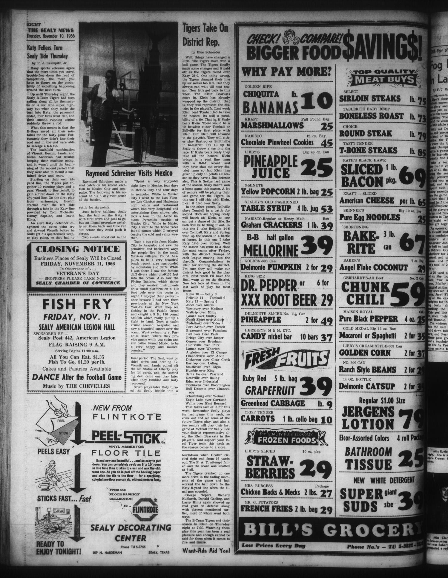 The Sealy News (Sealy, Tex.), Vol. 78, No. 34, Ed. 1 Thursday, November 10, 1966
                                                
                                                    [Sequence #]: 8 of 8
                                                