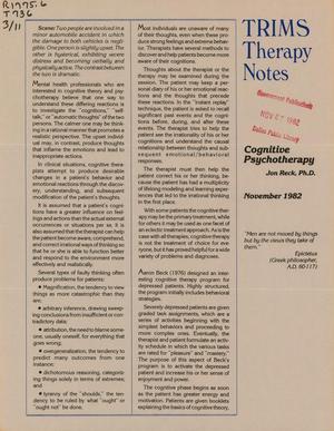 Primary view of object titled 'TRIMS Therapy Notes, Volume 3, Number 11, November 1982'.