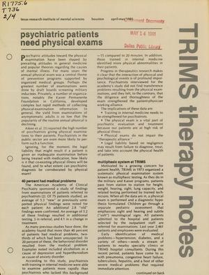 Primary view of object titled 'TRIMS Therapy Notes, Volume 2, Number 4, April–May 1981'.