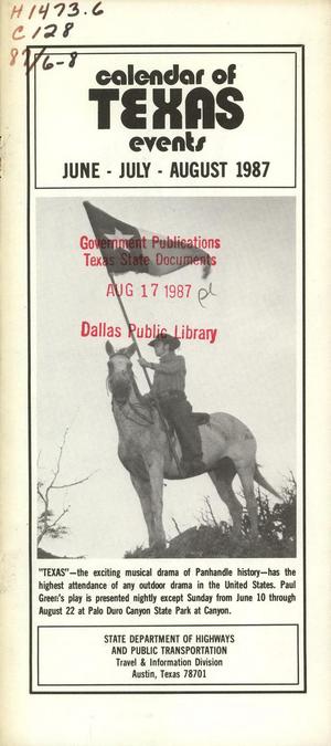 Primary view of object titled 'Calendar of Texas Events, June-August 1987'.