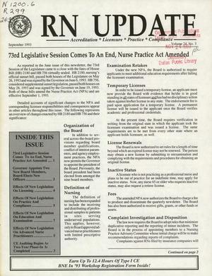 Primary view of object titled 'RN Update, Volume 24, Number 3, September 1993'.
