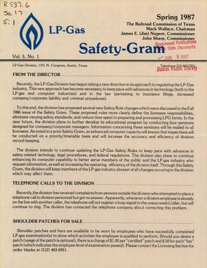 Primary view of object titled 'LP-Gas Safety-Gram, Volume 5, Number 1, Spring 1987'.