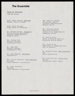 Primary view of object titled '[The Ensemble Board of Directors, 1987-1988]'.