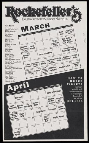 Primary view of object titled '[Rockefeller's Event Calendar: March and April 1991]'.