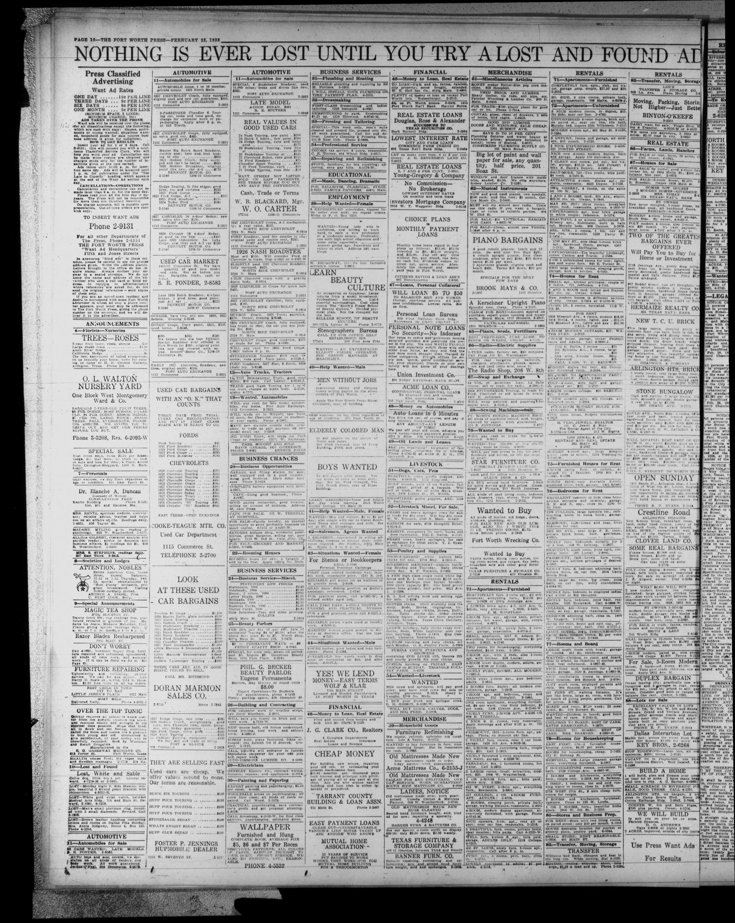 The Fort Worth Press (Fort Worth, Tex.), Vol. 7, No. 123, Ed. 1 Wednesday, February 22, 1928
                                                
                                                    [Sequence #]: 10 of 12
                                                