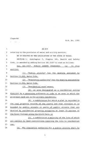 Primary view of 80th Texas Legislature, Regular Session, House Bill 1391, Chapter 861
