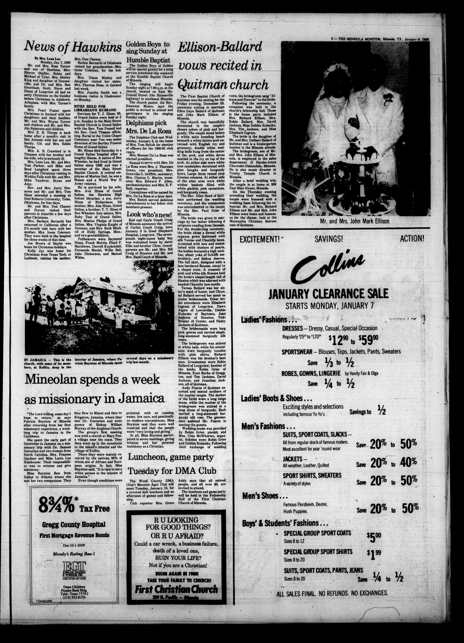 The Mineola Monitor (Mineola, Tex.), Vol. 104, No. 43, Ed. 1 Wednesday, January 9, 1980
                                                
                                                    [Sequence #]: 3 of 10
                                                