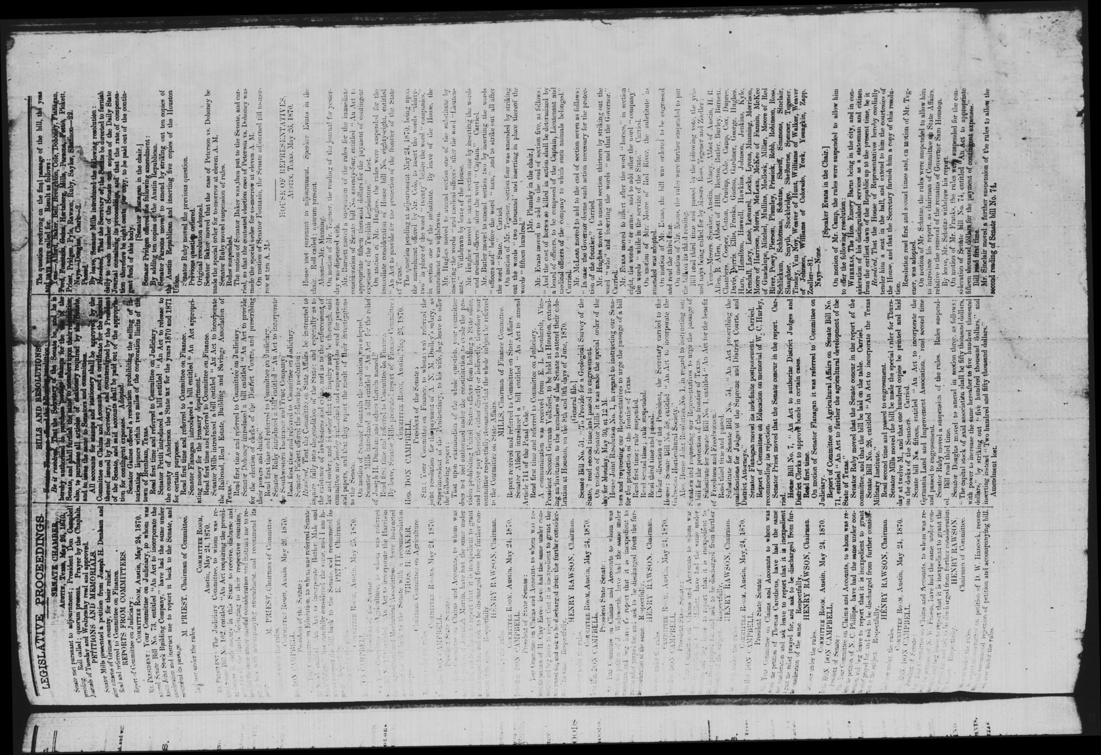 Daily State Journal. (Austin, Tex.), Vol. 1, No. 102, Ed. 1 Friday, May 27, 1870
                                                
                                                    [Sequence #]: 3 of 4
                                                