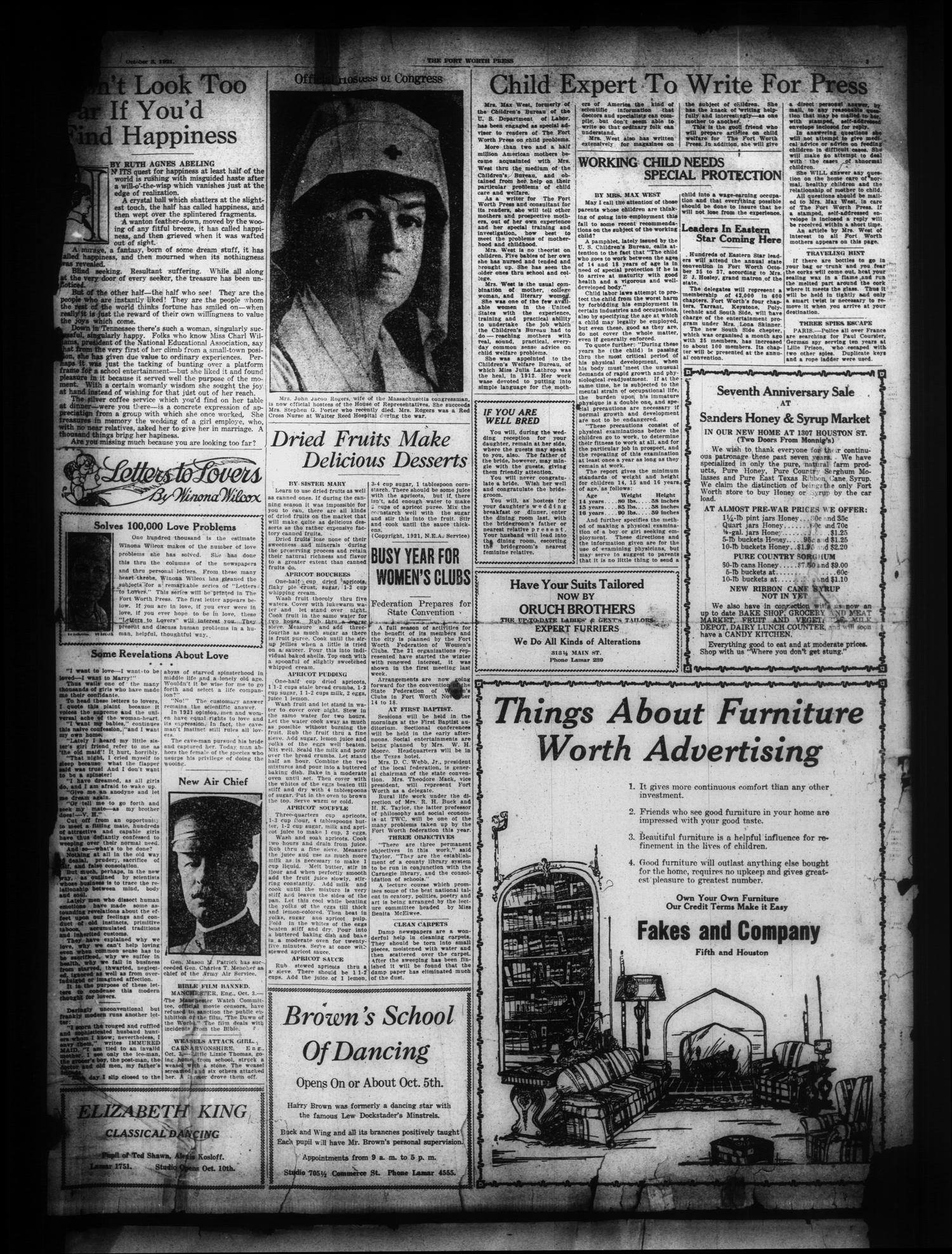 The Fort Worth Press (Fort Worth, Tex.), Vol. [1], No. 1, Ed. 1 Monday, October 3, 1921
                                                
                                                    [Sequence #]: 3 of 8
                                                