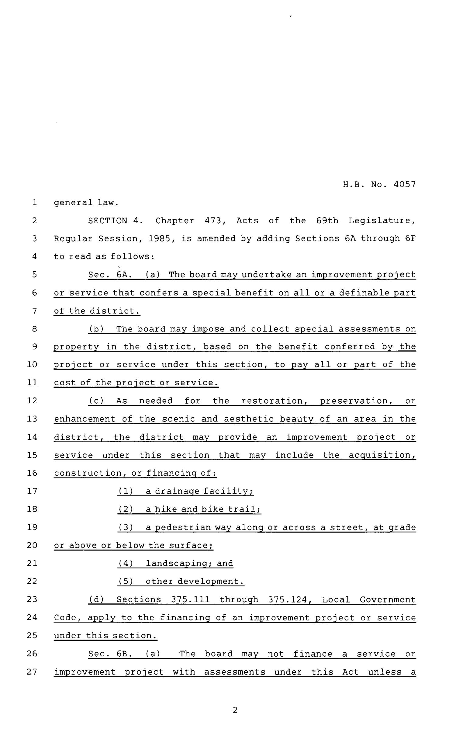 80th Texas Legislature, Regular Session, House Bill 4057, Chapter 962
                                                
                                                    [Sequence #]: 2 of 6
                                                
