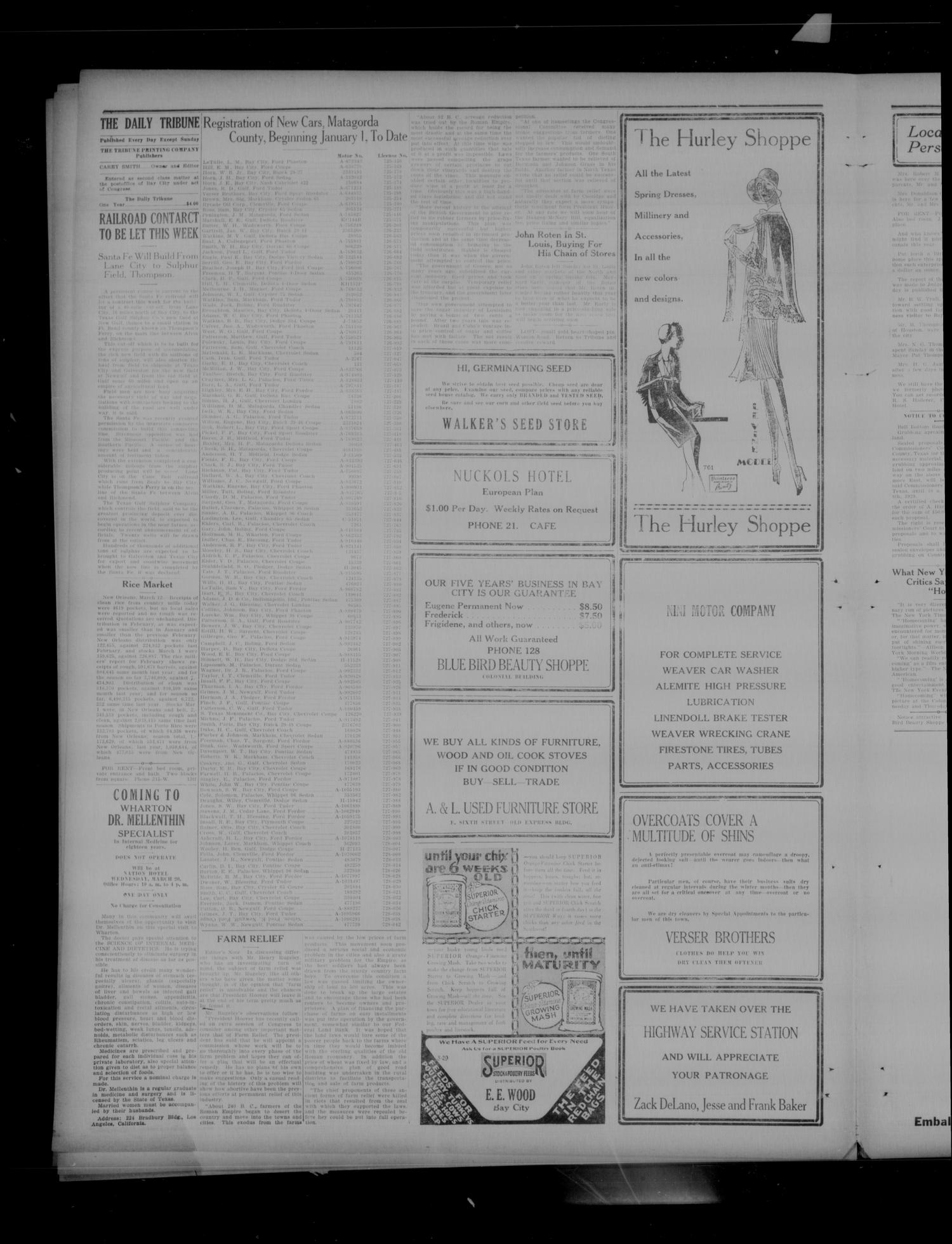The Daily Tribune (Bay City, Tex.), Vol. 23, No. 282, Ed. 1 Monday, March 18, 1929
                                                
                                                    [Sequence #]: 2 of 4
                                                