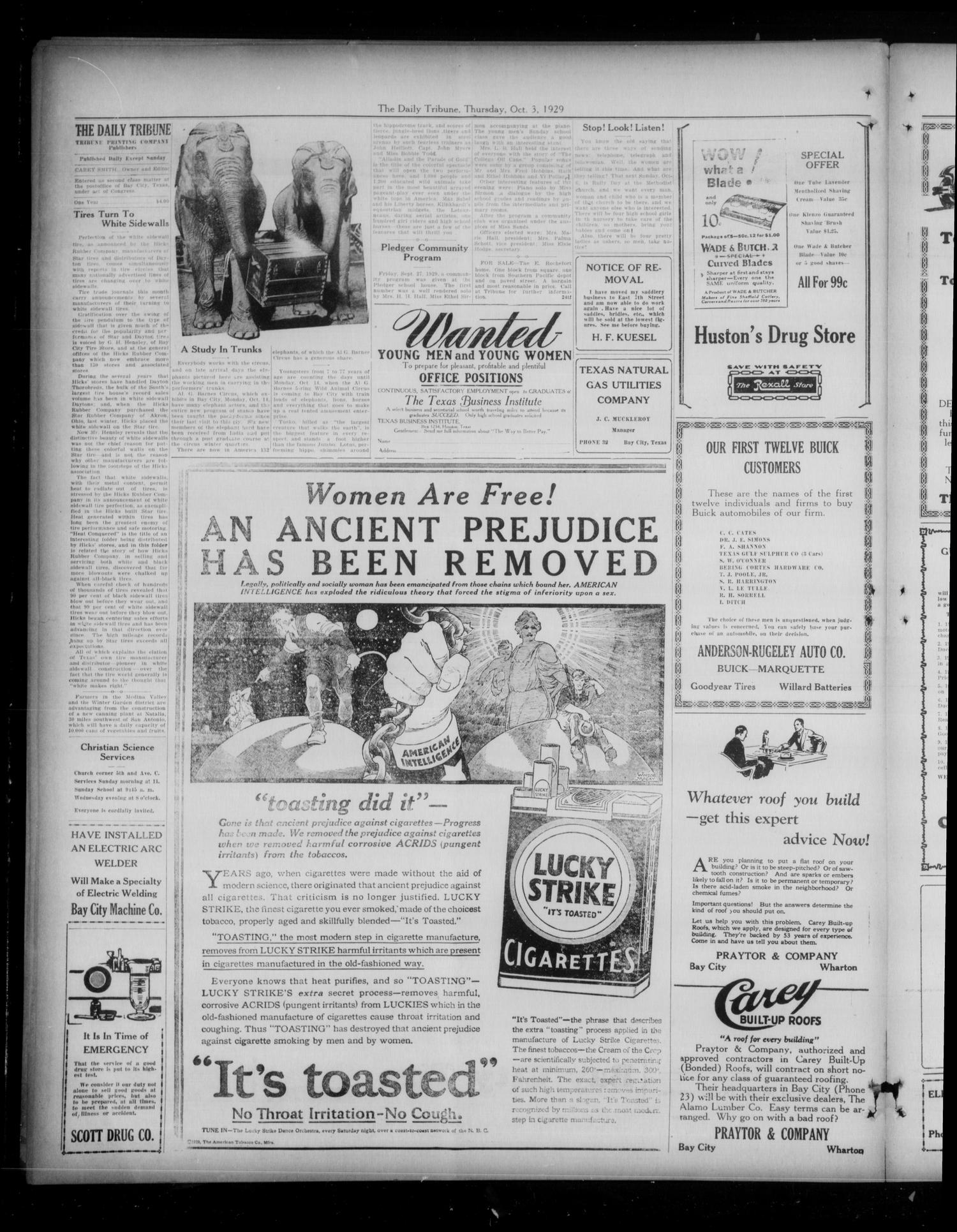 The Daily Tribune (Bay City, Tex.), Vol. 24, No. 139, Ed. 1 Thursday, October 3, 1929
                                                
                                                    [Sequence #]: 2 of 4
                                                