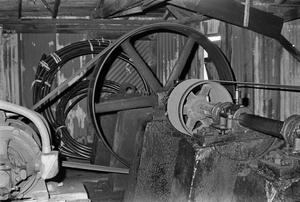 Primary view of object titled '[Interior View of the Ada Belle Oil Field Pump House #1]'.