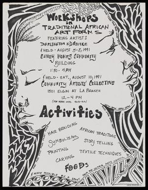 Primary view of object titled '[Flyer: Workshops in Traditional African Art Forms]'.