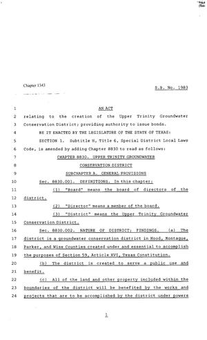 Primary view of object titled '80th Texas Legislature, Regular Session, Senate Bill 1983, Chapter 1343'.