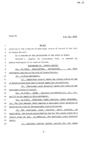 Primary view of object titled '80th Texas Legislature, Regular Session, Senate Bill 2009, Chapter 441'.