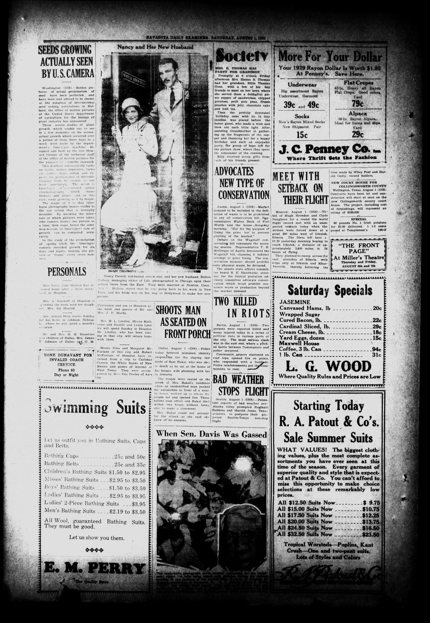 Navasota Daily Examiner (Navasota, Tex.), Vol. 34, No. 147, Ed. 1 Saturday, August 1, 1931
                                                
                                                    [Sequence #]: 4 of 4
                                                
