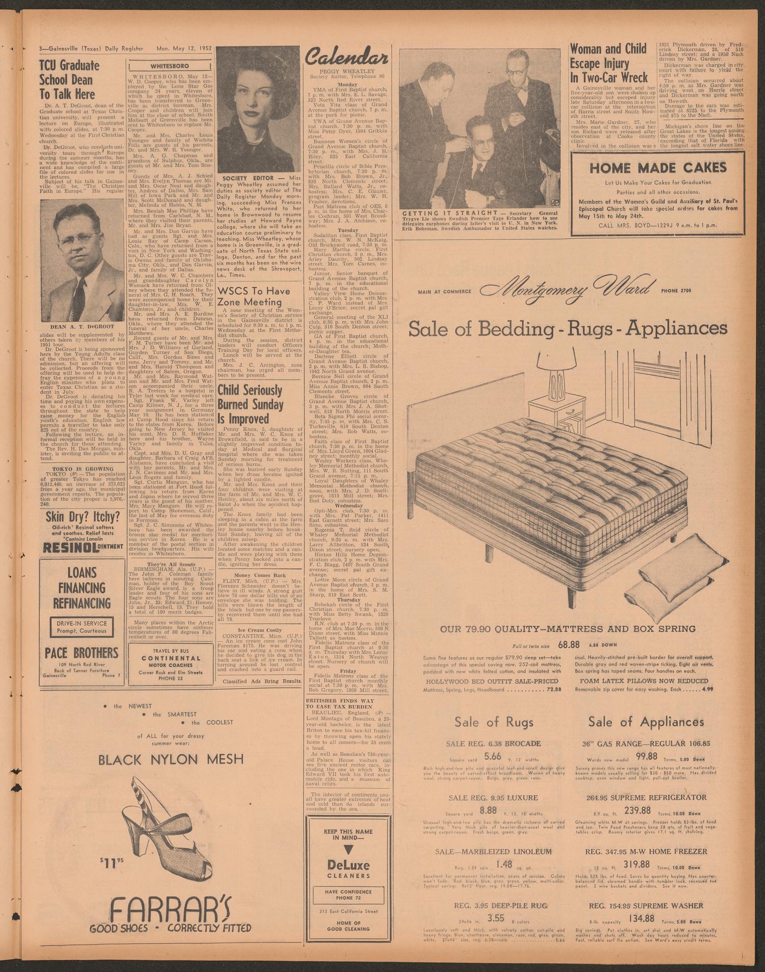 Gainesville Daily Register and Messenger (Gainesville, Tex.), Vol. 62, No. 221, Ed. 1 Monday, May 12, 1952
                                                
                                                    [Sequence #]: 3 of 8
                                                