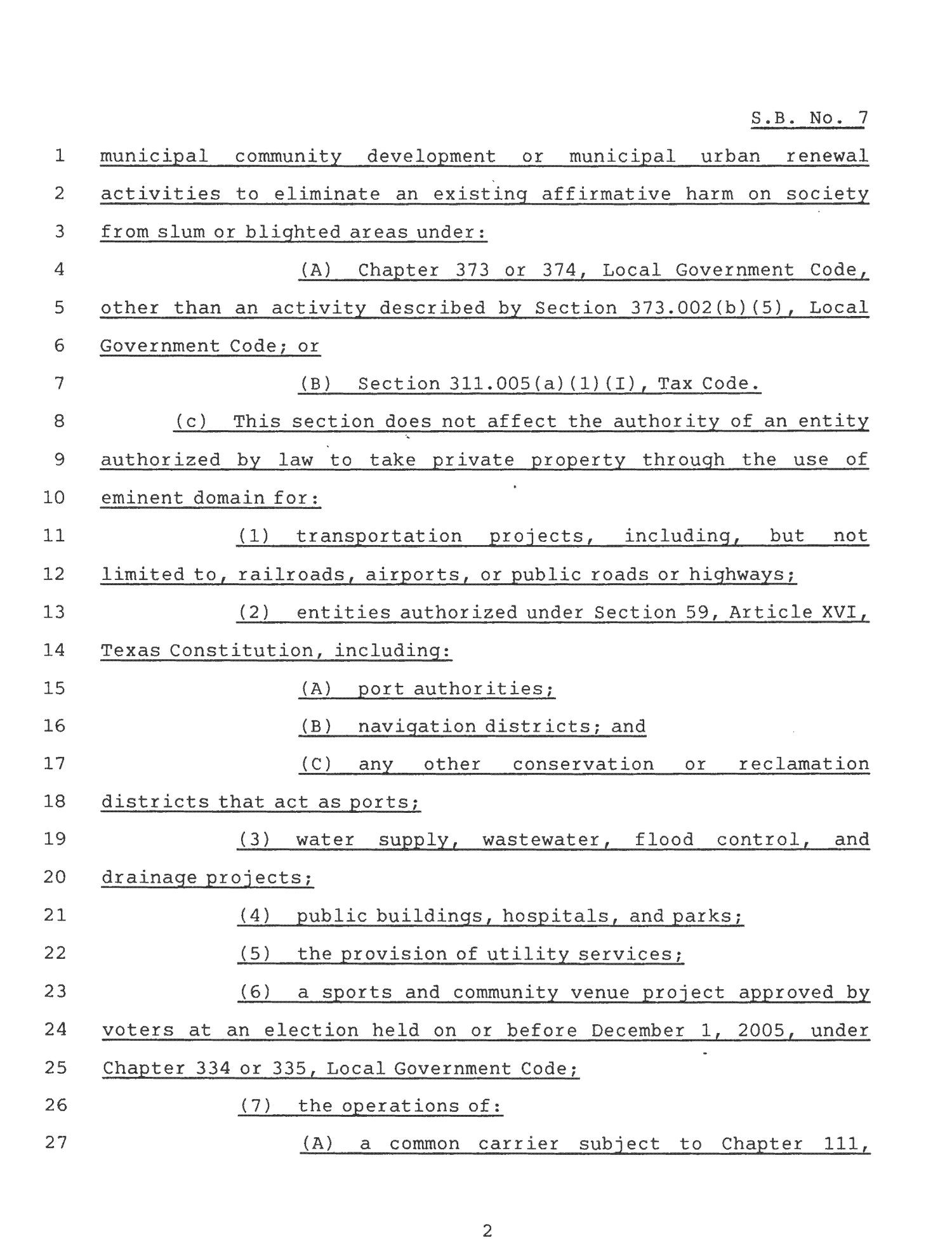79th Texas Legislature, Second Called Session, Senate Bill 7
                                                
                                                    [Sequence #]: 2 of 10
                                                