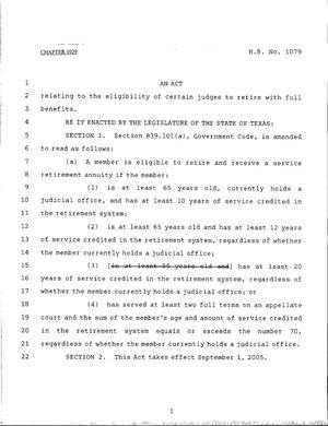 Primary view of object titled '79th Texas Legislature, Regular Session, House Bill 1079, Chapter 1029'.
