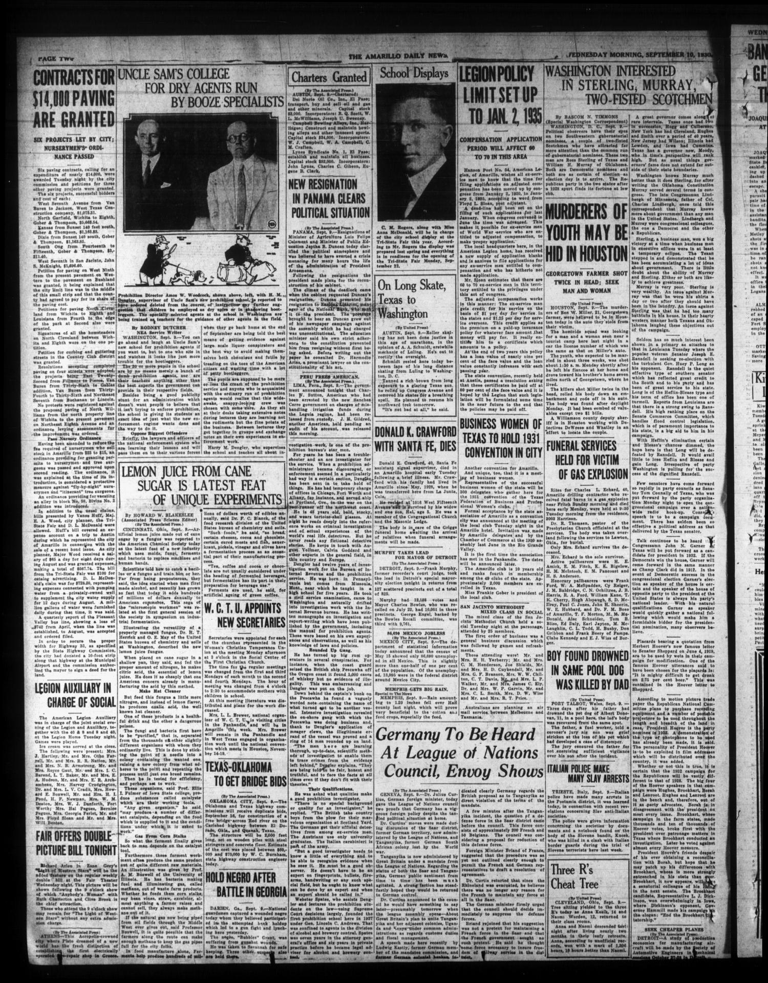 Amarillo Daily News (Amarillo, Tex.), Vol. 21, No. 272, Ed. 1 Wednesday, September 10, 1930
                                                
                                                    [Sequence #]: 2 of 16
                                                