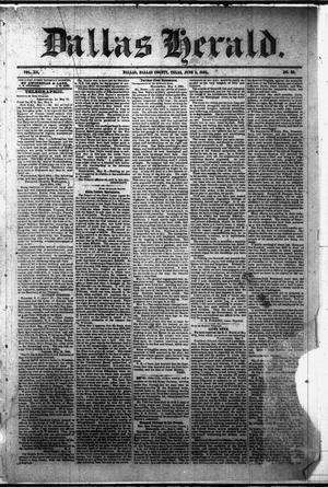 Primary view of object titled 'Dallas Herald. (Dallas, Tex.), Vol. 12, No. 39, Ed. 1 Thursday, June 8, 1865'.