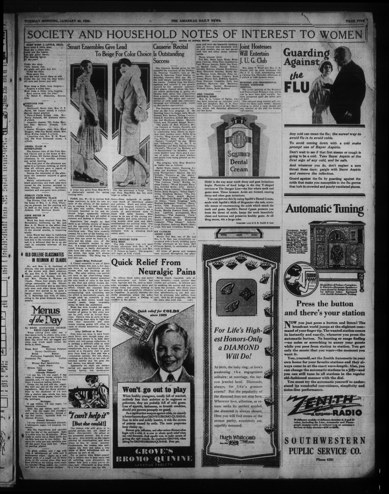 Amarillo Daily News (Amarillo, Tex.), Vol. 20, No. 74, Ed. 1 Tuesday, January 29, 1929
                                                
                                                    [Sequence #]: 5 of 14
                                                