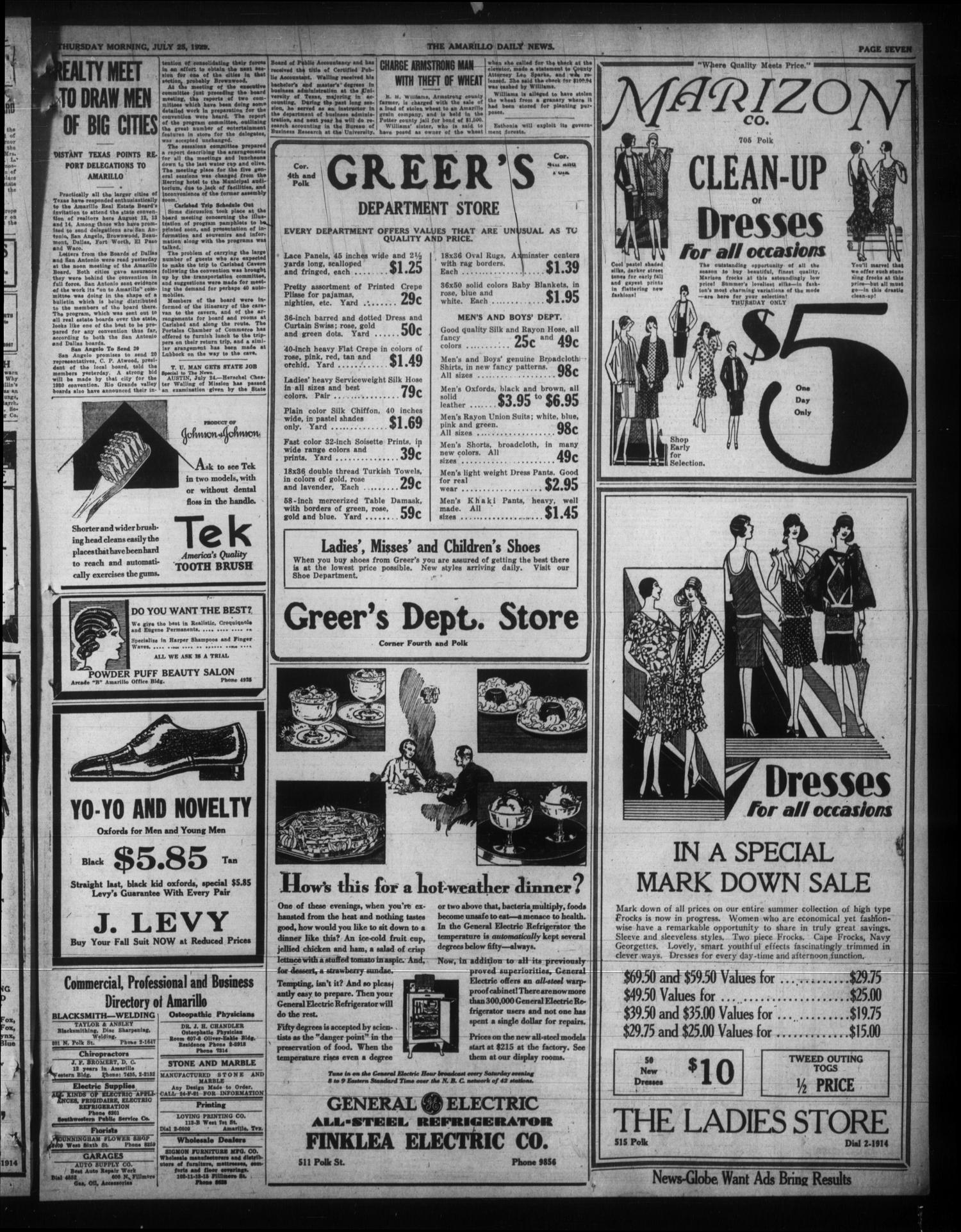 Amarillo Daily News (Amarillo, Tex.), Vol. 20, No. 251, Ed. 1 Thursday, July 25, 1929
                                                
                                                    [Sequence #]: 7 of 16
                                                