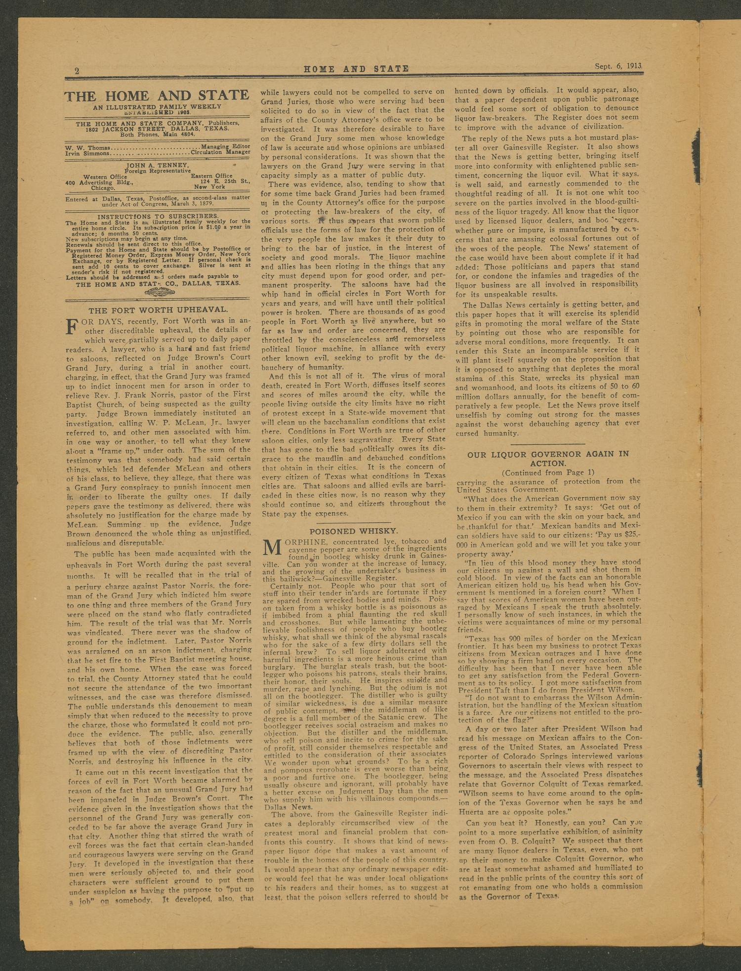 The Home and State (Dallas, Tex.), Vol. 15, No. 7, Ed. 1 Saturday, September 6, 1913
                                                
                                                    [Sequence #]: 2 of 8
                                                