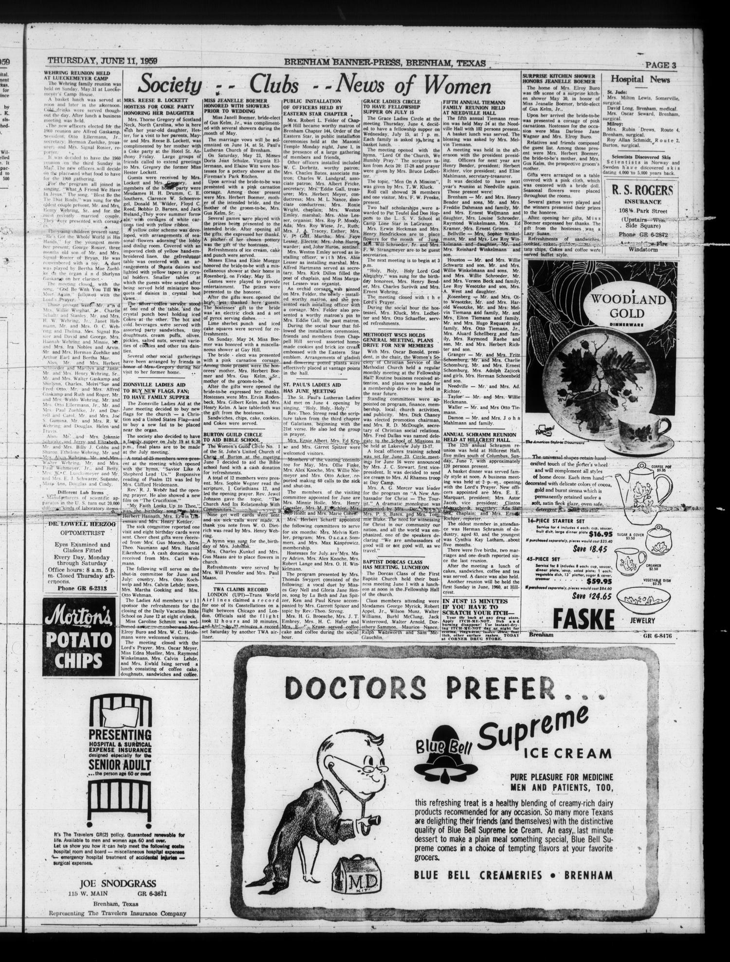 Brenham Banner-Press (Brenham, Tex.), Vol. 94, No. 115, Ed. 1 Thursday, June 11, 1959
                                                
                                                    [Sequence #]: 3 of 8
                                                