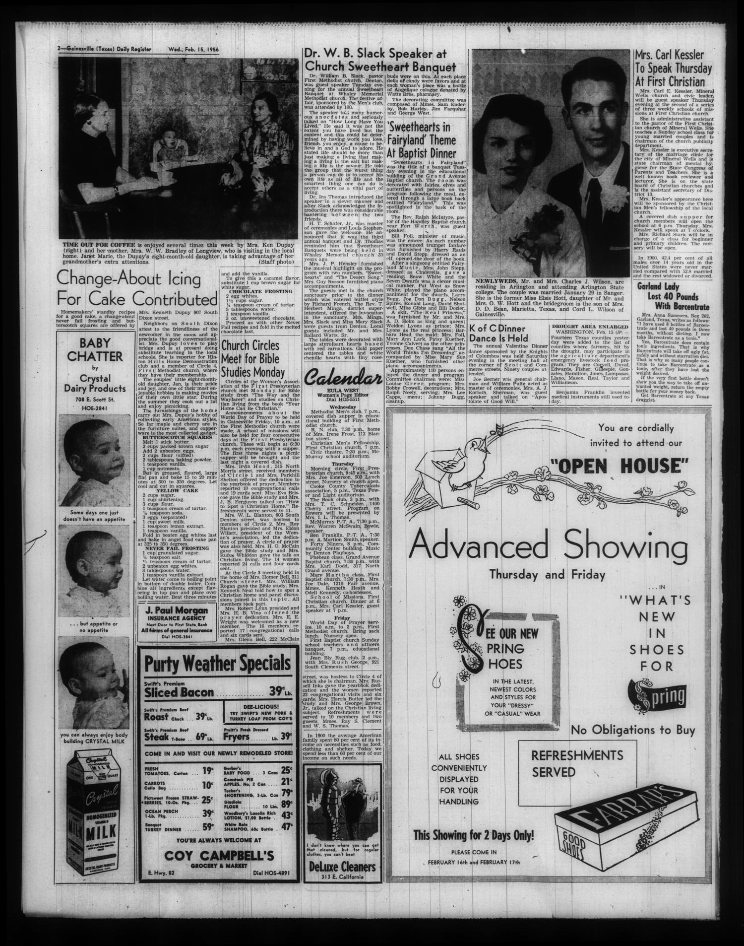 Gainesville Daily Register and Messenger (Gainesville, Tex.), Vol. 66, No. 146, Ed. 1 Wednesday, February 15, 1956
                                                
                                                    [Sequence #]: 2 of 12
                                                