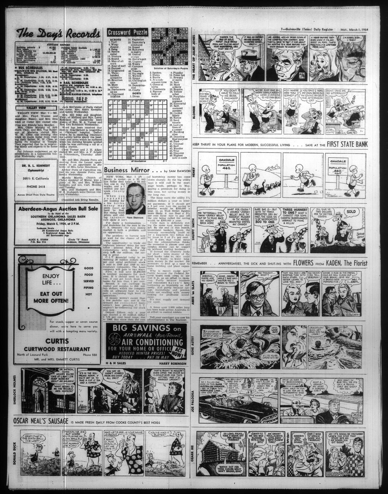 Gainesville Daily Register and Messenger (Gainesville, Tex.), Vol. 64, No. 157, Ed. 1 Monday, March 1, 1954
                                                
                                                    [Sequence #]: 7 of 8
                                                