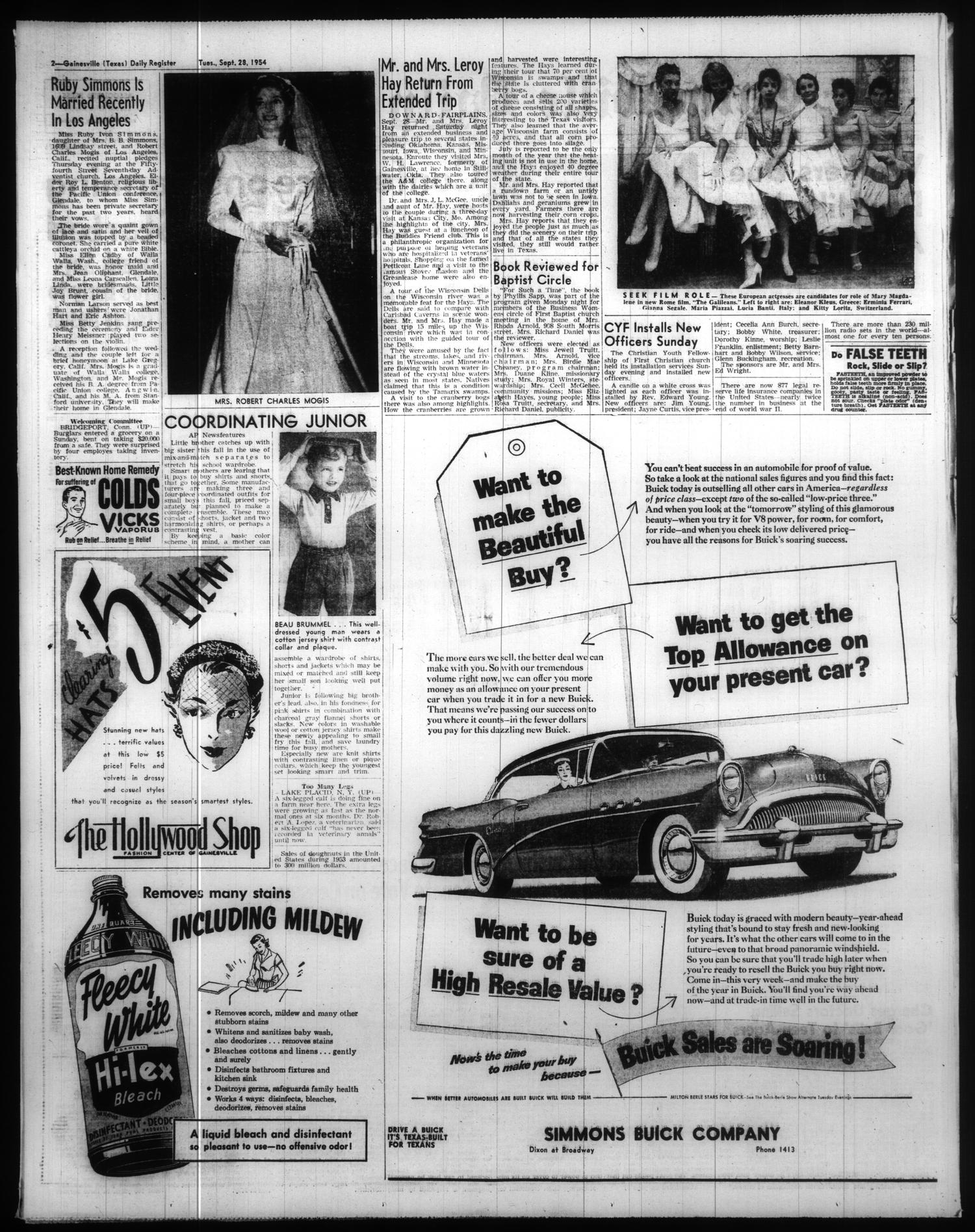 Gainesville Daily Register and Messenger (Gainesville, Tex.), Vol. 65, No. 26, Ed. 1 Tuesday, September 28, 1954
                                                
                                                    [Sequence #]: 2 of 8
                                                