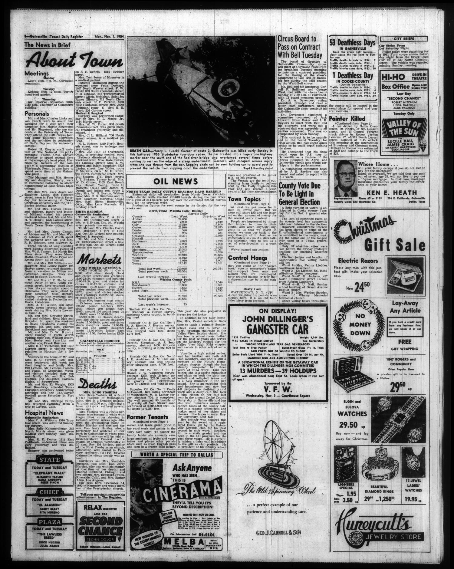 Gainesville Daily Register and Messenger (Gainesville, Tex.), Vol. 65, No. 55, Ed. 1 Monday, November 1, 1954
                                                
                                                    [Sequence #]: 8 of 8
                                                