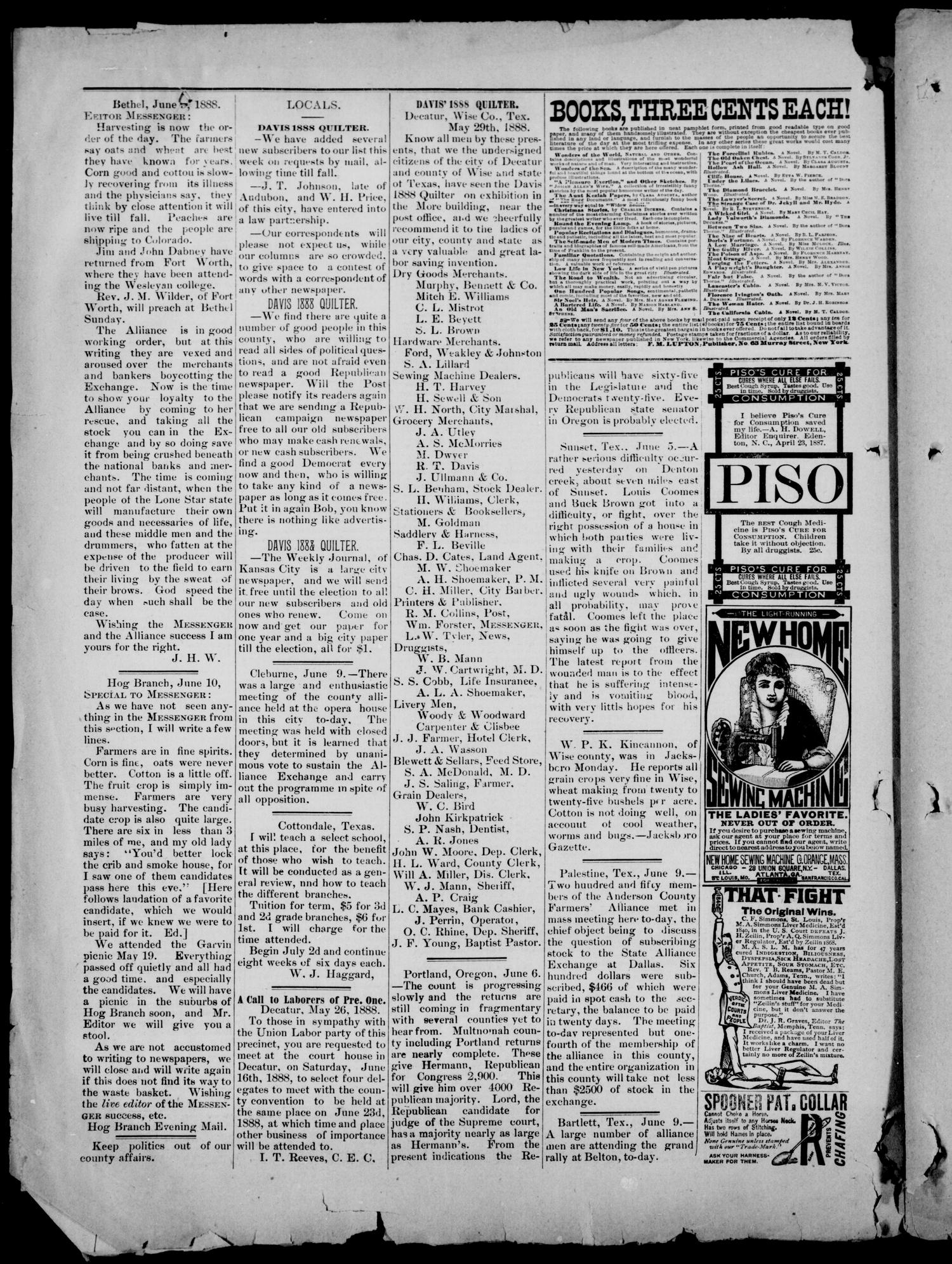 Wise County Messenger. (Decatur, Tex.), No. 175, Ed. 1 Saturday, June 16, 1888
                                                
                                                    [Sequence #]: 8 of 8
                                                