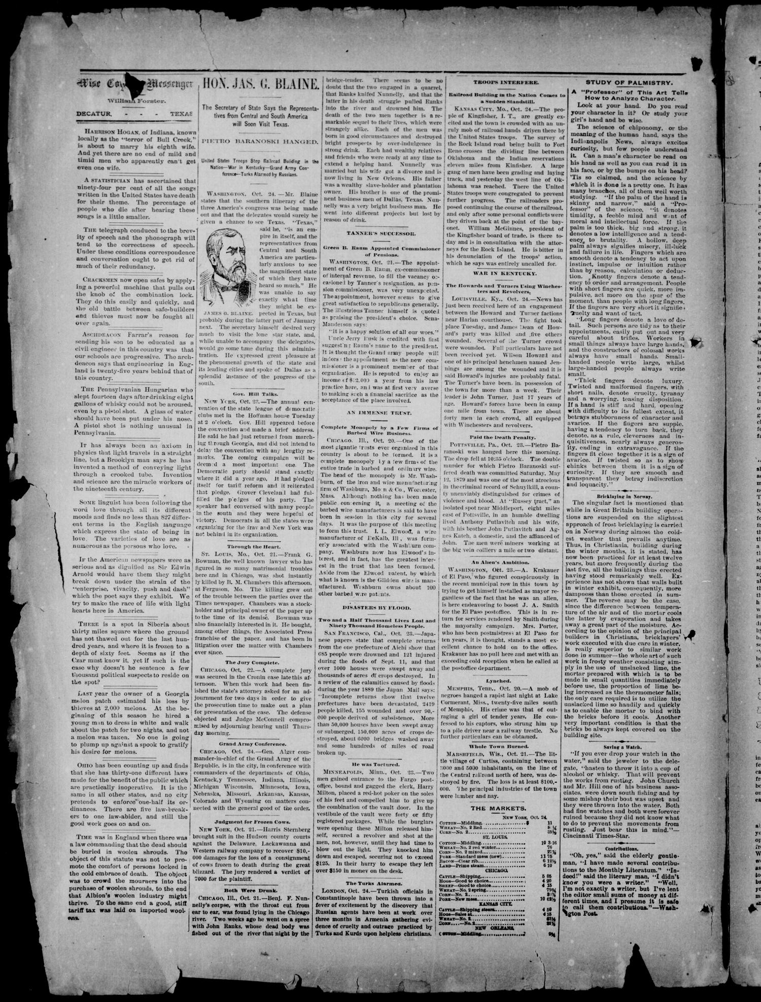 Wise County Messenger. (Decatur, Tex.), No. 246, Ed. 1 Saturday, November 2, 1889
                                                
                                                    [Sequence #]: 2 of 8
                                                