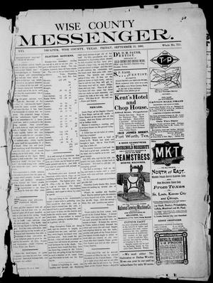 Primary view of object titled 'Wise County Messenger. (Decatur, Tex.), Vol. 16, No. 753, Ed. 1 Friday, September 13, 1895'.