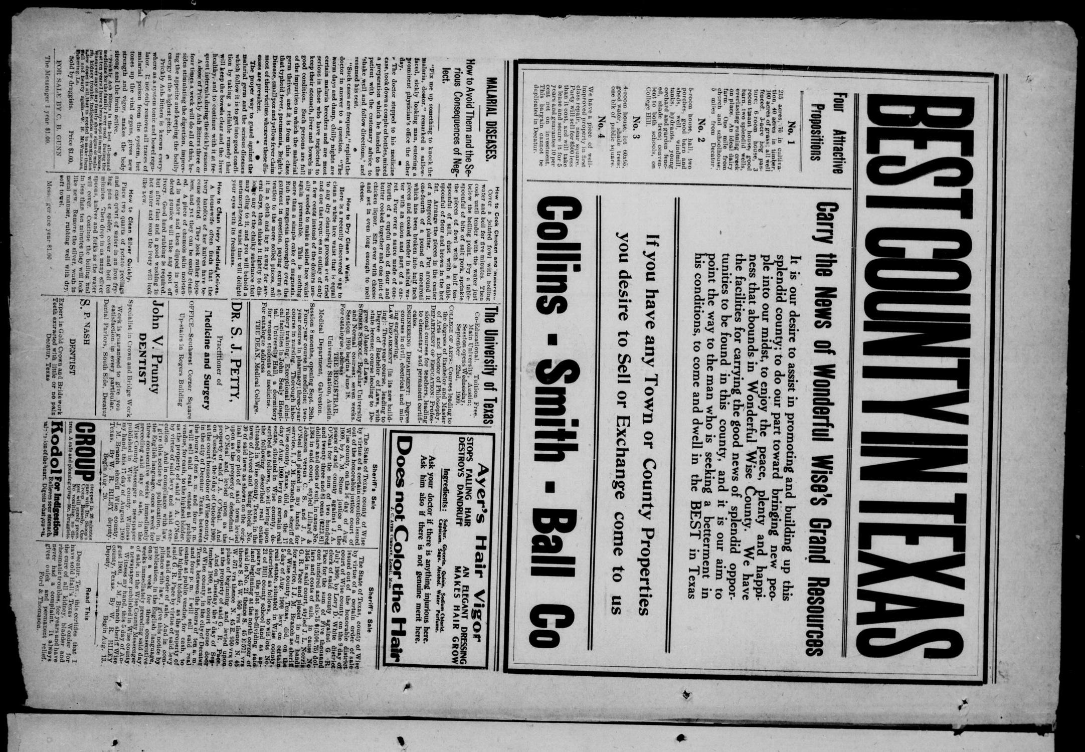 Wise County Messenger. (Decatur, Tex.), Vol. 30, No. 36, Ed. 1 Friday, September 3, 1909
                                                
                                                    [Sequence #]: 8 of 8
                                                