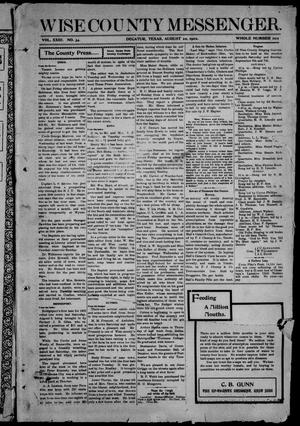 Primary view of object titled 'Wise County Messenger. (Decatur, Tex.), Vol. 23, No. 34, Ed. 1 Friday, August 22, 1902'.