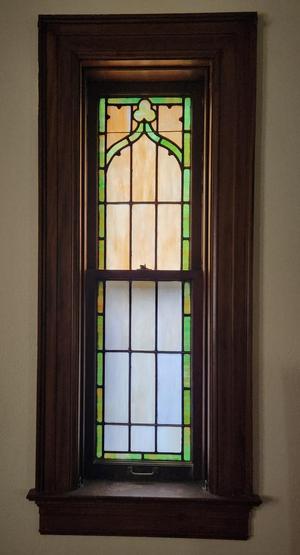 Primary view of object titled '[Interior Window of Austin Avenue Methodist Church]'.