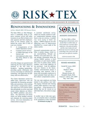 Primary view of object titled 'Risk-Tex, Volume 2, Issue 1, November 1998'.