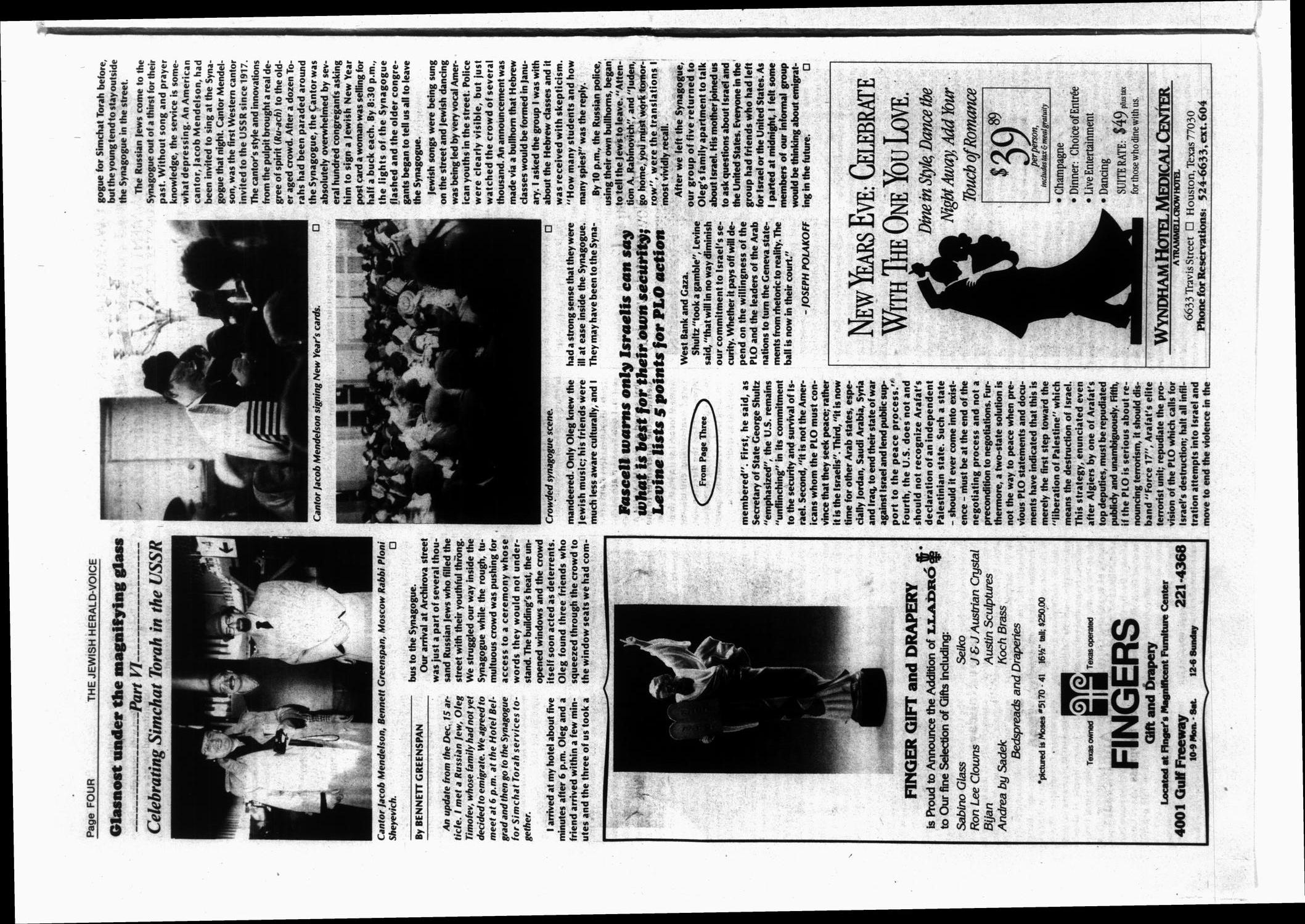 Jewish Herald-Voice (Houston, Tex.), Vol. 80, No. 40, Ed. 1 Thursday, December 22, 1988
                                                
                                                    [Sequence #]: 4 of 28
                                                