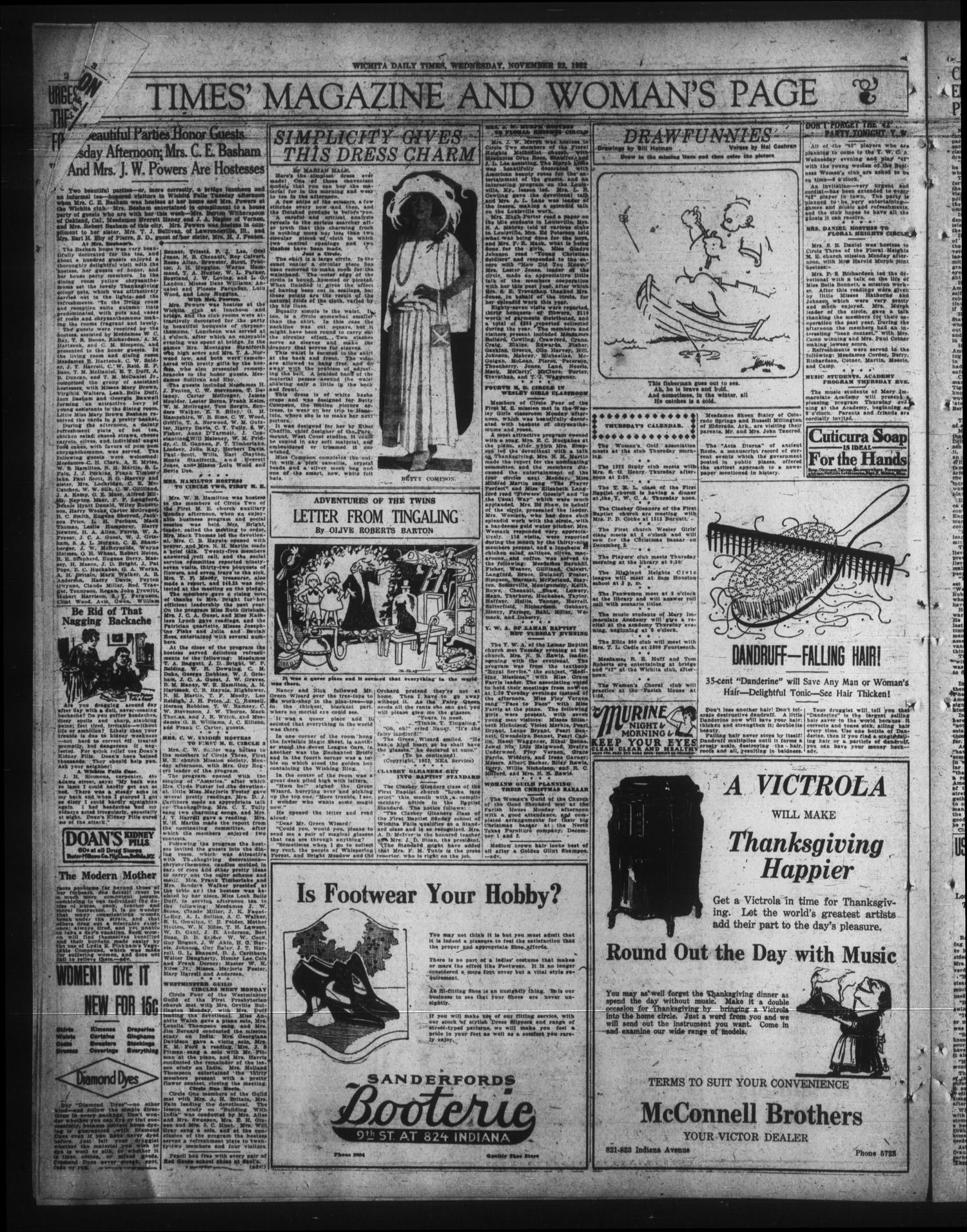 Wichita Daily Times (Wichita Falls, Tex.), Vol. 26, No. 194, Ed. 1 Wednesday, November 22, 1922
                                                
                                                    [Sequence #]: 4 of 14
                                                