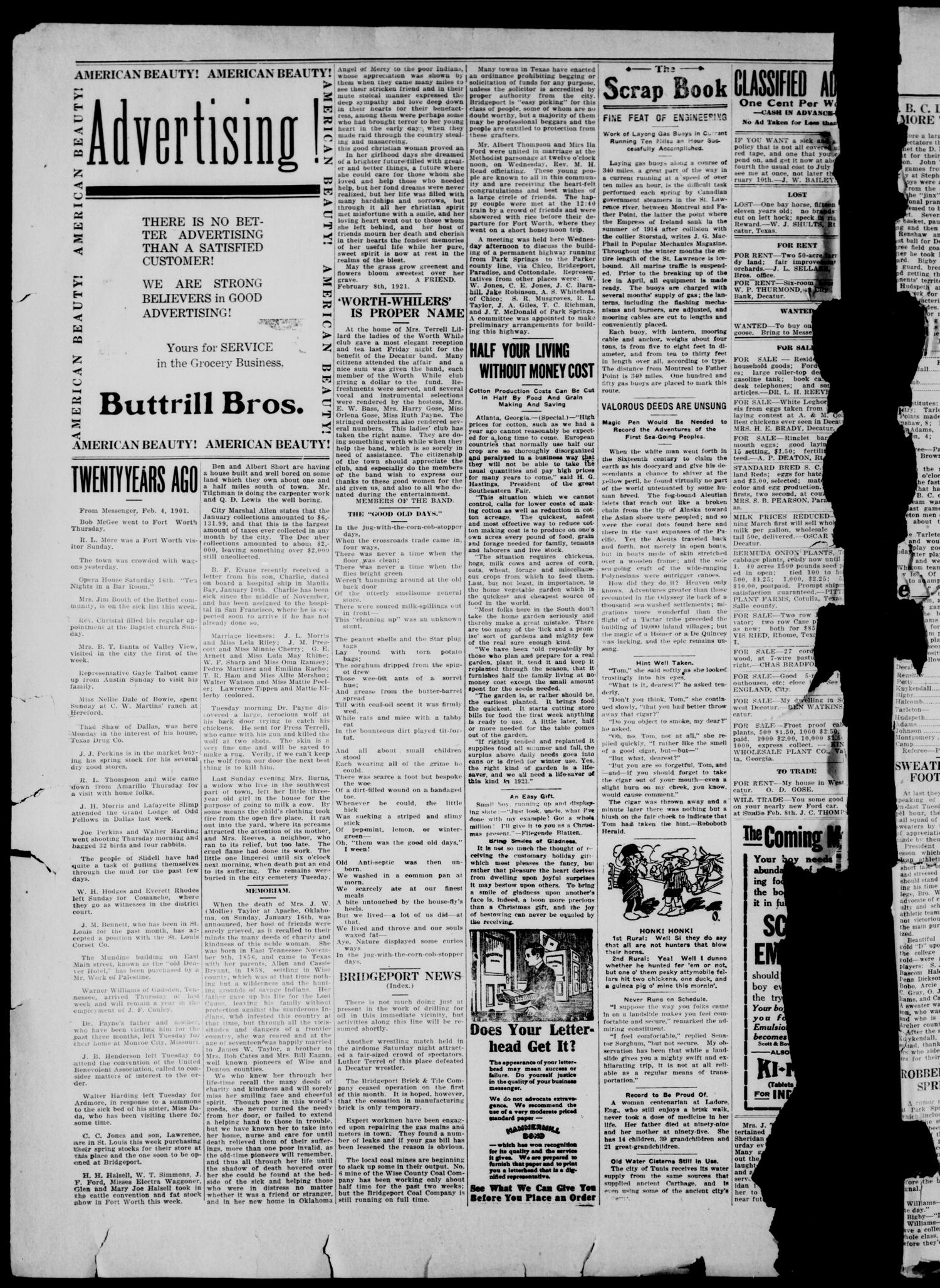 Wise County Messenger. (Decatur, Tex.), Vol. 41, No. 6, Ed. 1 Friday, February 11, 1921
                                                
                                                    [Sequence #]: 2 of 8
                                                