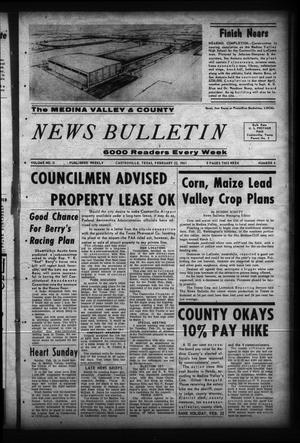 Primary view of object titled 'The Medina Valley & County News Bulletin (Castroville, Tex.), Vol. 2, No. 4, Ed. 1 Wednesday, February 22, 1961'.