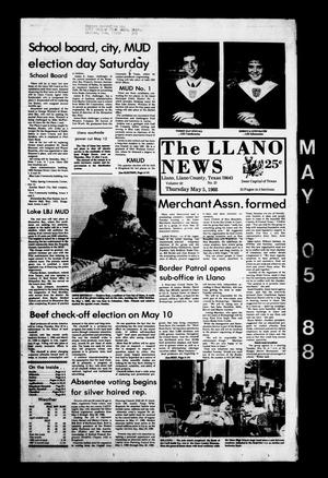 Primary view of object titled 'The Llano News (Llano, Tex.), Vol. 97, No. 27, Ed. 1 Thursday, May 5, 1988'.