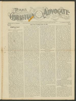 Primary view of object titled 'Texas Christian Advocate (Dallas, Tex.), Vol. 55, No. 10, Ed. 1 Thursday, October 22, 1908'.