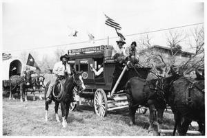 Primary view of object titled 'Texas Sesquicentennial Wagon Train on Its Way from Driscoll to Kingsville'.